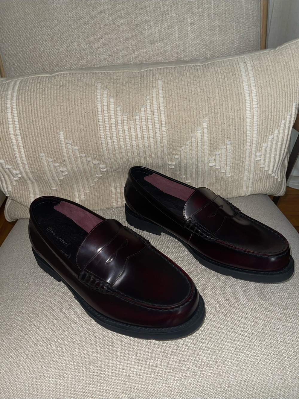 Rockport Men's Dark Burgundy Leather Penny Loafers